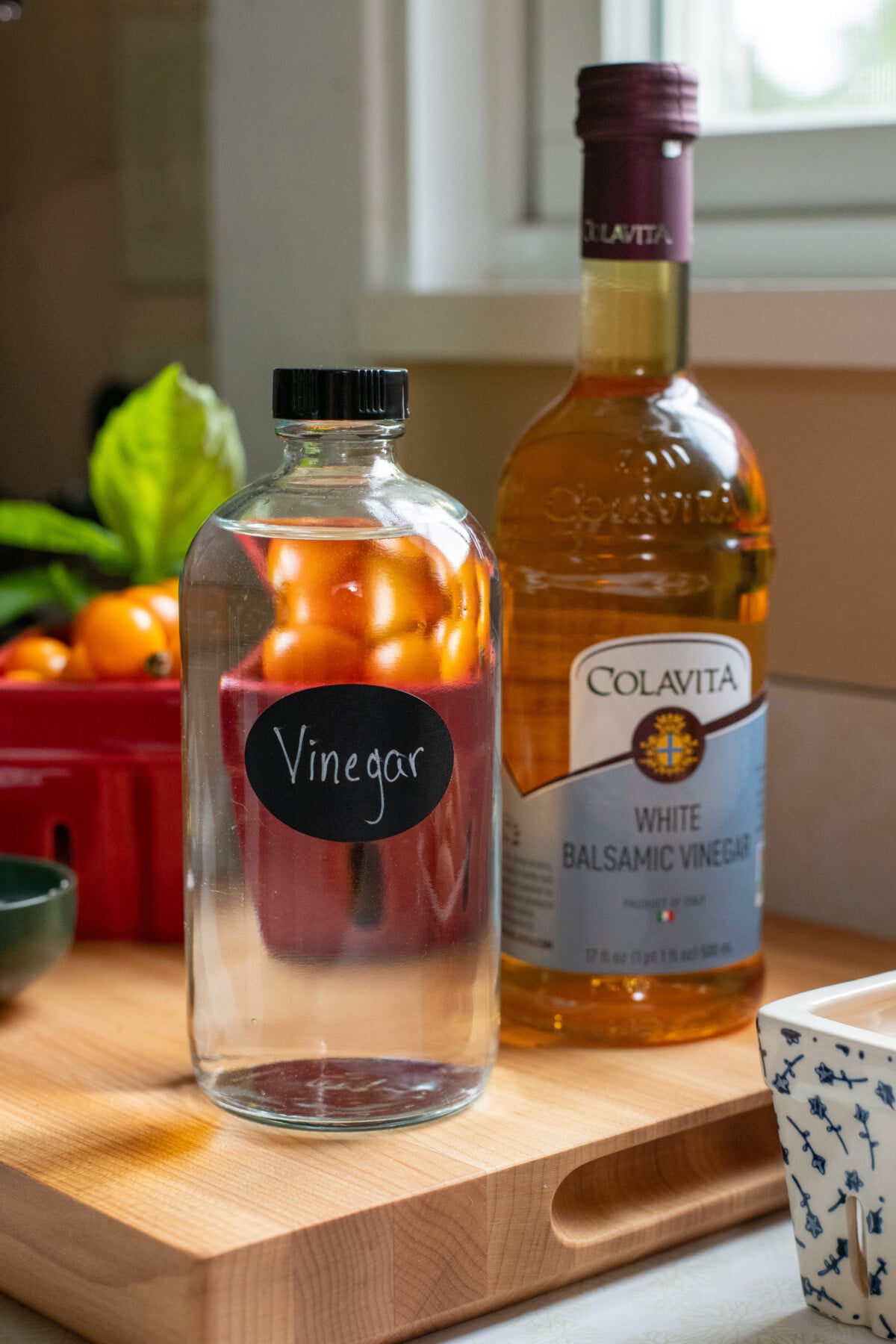 Two bottles of vinegar